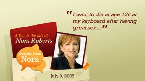 Top half of Nora Roberts Widget with quote from Nora Roberts