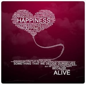 Happiness Motivational Poster in red with white wording shaped in a ...
