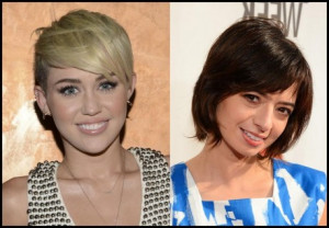 Kate Micucci Short Cut With Bangs Vs Miley Cyrus Pixie