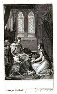 Maria di Francia raffigurata mentre presenta il proprio libro ad ...