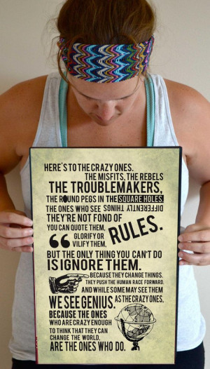 Here's to the Crazy Ones Quote Art Print, Steve Jobs Quote, Typography ...