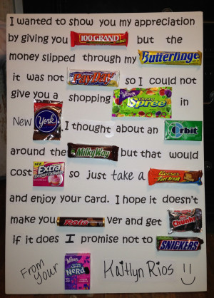Teacher Appreciation Candy Poem