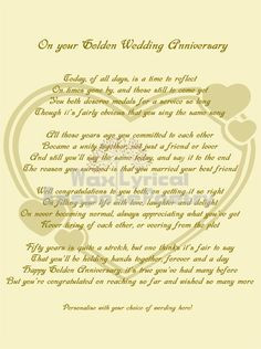 50th Wedding Anniversary Poems | Golden (50th) Wedding Anniversary ...