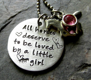 Hand stamped Horse Necklace for Girl-Equestrian-Horse Lover.