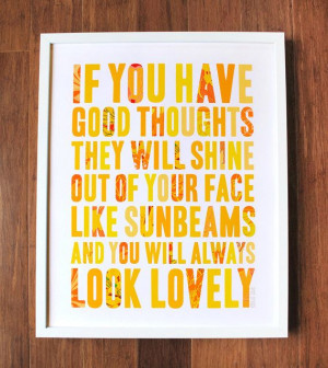 Roald Dahl inspirational quote print with sunbeams, READY TO SHIP ...