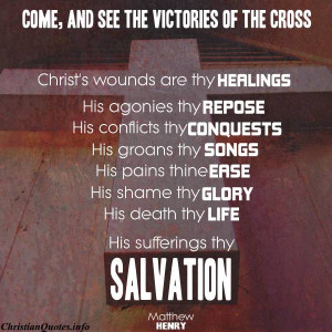 Matthew Henry Quote - Victories of the Cross - wood cross