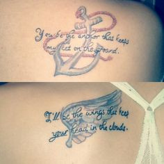 Sister Tattoos- Top:You be the Anchor that keeps my feet on the ground ...