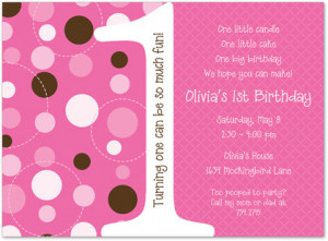 Dotty First Birthday Pink Birthday Party Invitations
