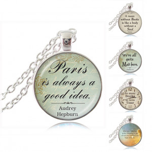 Audrey Hepburn, Paris quote pendant necklace Paris jewelry, letter ...