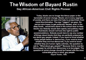 Bayard Rustin quote on democracy and gay rights.
