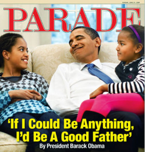 Barack Obama and girls cover Parade magazine-