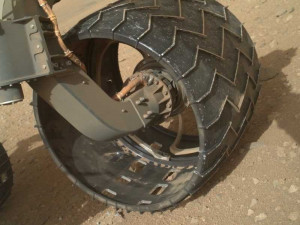 There is a hole in one of the wheel's on the Mars Curiosity rover.