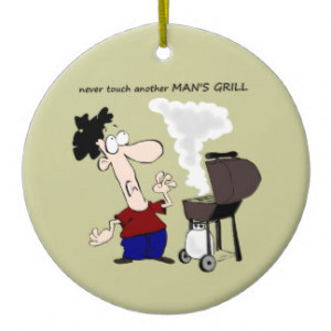 Funny Barbecue Cookout Quote Cartoon Cook Christmas Tree Ornaments