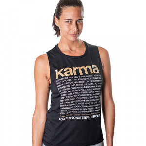... Yoginis » Flowy Muscle Tanks » Karma Quotes Gold Flowy Muscle Tank
