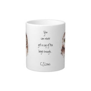 Cute Owl with Large Cup of Tea, Quote Extra Large Mug