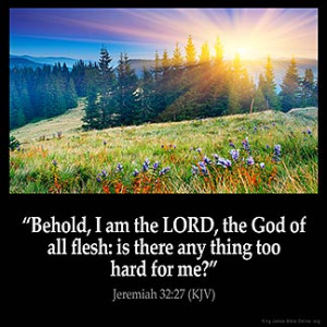 ... flesh: is there any thing too hard for me? – Jeremiah 32:27 (KJV