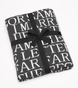 Quotes Dark Grey Melange 100% Cotton Throw 50