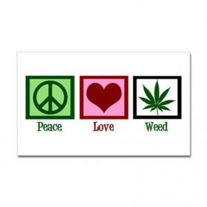 420 Gifts > 420 Stickers > Peace Love Weed Sticker (Rectangle)