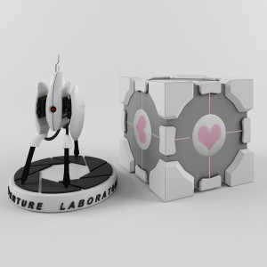 Portal turret and companion cube