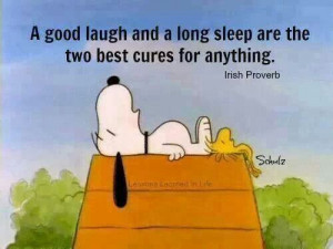 Peanuts / Snoopy quotes / laugh and sleep, period / Agree.