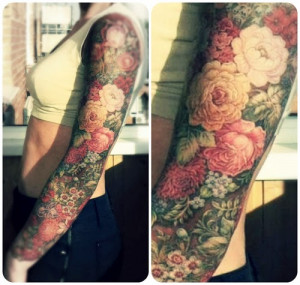 Tatuagem Braço - Composição de Flores / FRUTAS/ PÁSSAROS ...