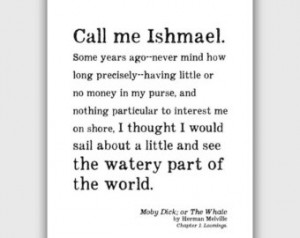 Moby Dick Print, Typography, litera ture quote, reading ...