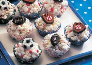 baseball? Popcorn! This little sweet treats are topped with baseball ...
