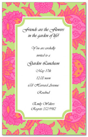 Garden Blooms Luncheon Bridal Shower Invitations