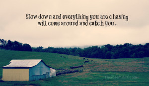 inspirational photo quote about slowing down in life