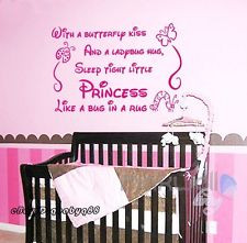 Sleep Tight Princess Wall quote decals stickershome decor kids nursery ...