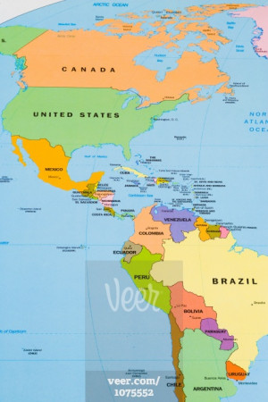 Map Western Hemisphere Stock Photo Veer