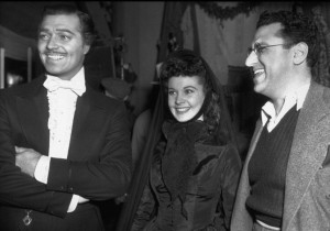 Clark Gable, Vivien Leigh, and producer David Selznick on the set of ...