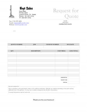 Blank Quote Forms picture