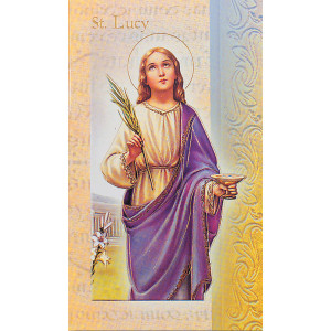 LUCY MINI LIVES OF THE SAINTS HOLY CARD