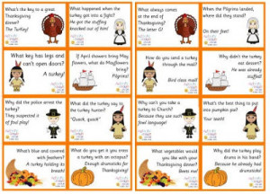 You can print these Thanksgiving Jokes at Activity Village