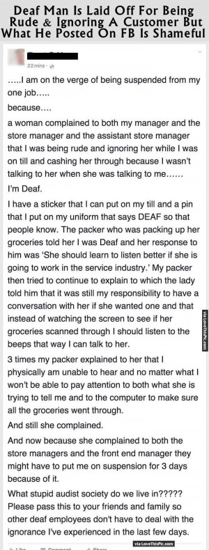 Deaf Man Is Laid Off For Being Rude & Ignoring A Customer But What He ...