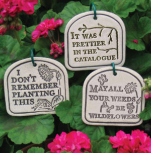 Funny Quote Garden Plant Container Ceramic Plague Sign Hanger