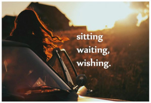 car, girl, quote, red hair, sitting, sunset, waiting, wishing