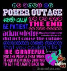 Linemen Rock - In Case of Power Outage, $20.00 (http://www.linemenrock ...