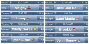 ... friends all day long. and to give them cute names with emojis