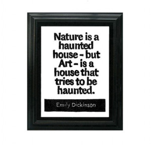 LINOCUT PRINT - Emily Dickinson Quote - Nature is a haunted house--but ...