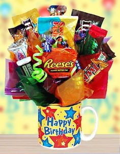 Happy Birthday Candy Mug for Him from All About Gifts and Baskets $30 ...