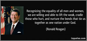 Recognizing the equality of all men and women, we are willing and able ...