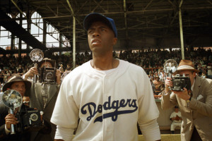 CHADWICK BOSEMAN as Jackie Robinson in Warner Bros. Pictures’ and ...
