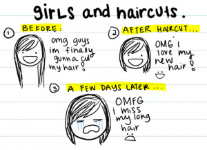 drawing, funny, girl, hair, humour, quote, text, true