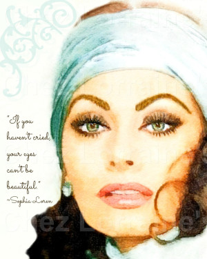 Sophia Loren with Beauty Quote on Eyes: A Watercolor Fine Art Print ...