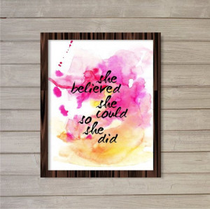 She Believed She Could So She Did Motivational Quote Wall Art ...
