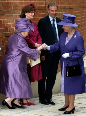 Baroness Margaret Thatcher curtsies to the Queen in 2007 following a ...