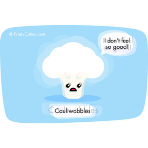 Cauliflower Cute Comedy with Kawaii Fruit cartoons