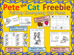 FREEBIE!!! A whole day of Pete the Cat for the sub tub!!! at Peace ...
